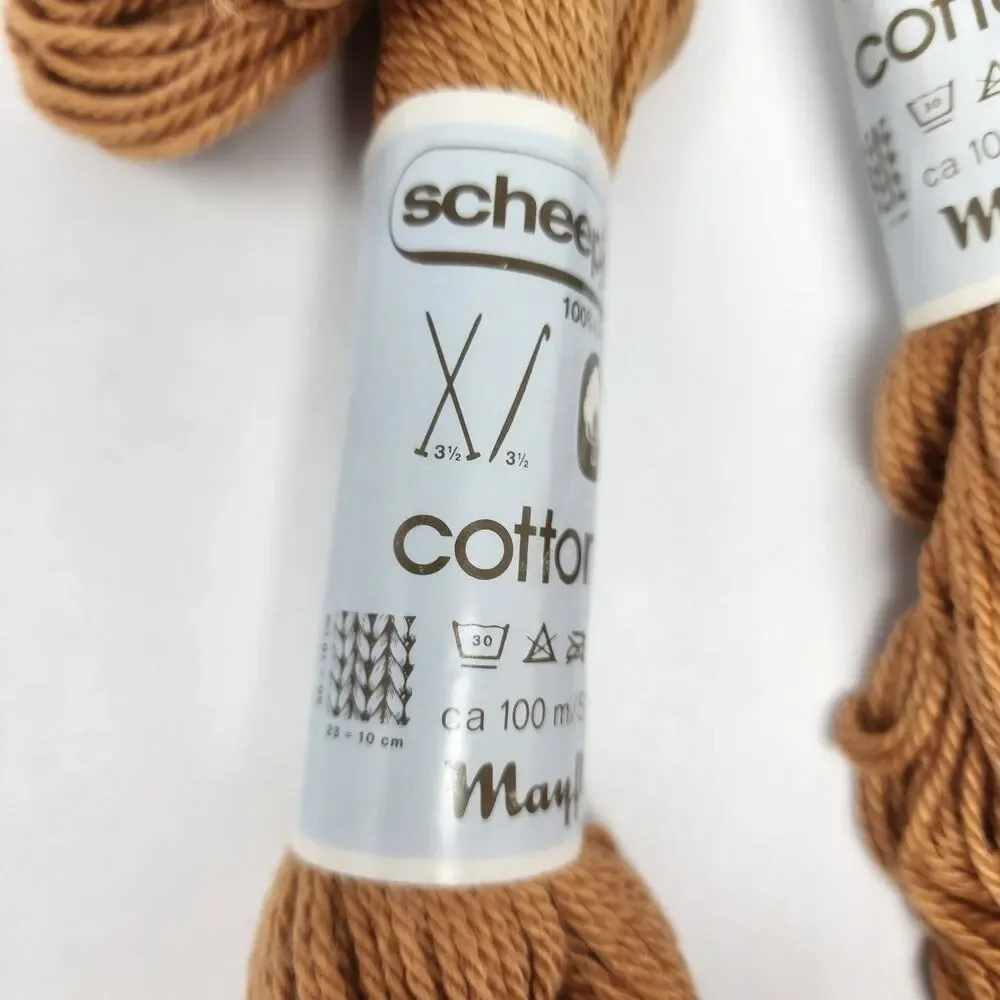 2 Hanks Vintage Scheepjeswol 688 100% Cotton Satin Yarn Mayflower 100M/50g Ea.